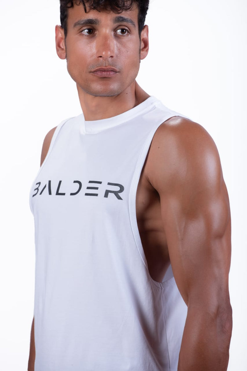 Roar Cuttoff White | Gym Apparel | Men's Gym Wear & Gym Clothing
